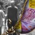 Due persone che prendono pensioni che camminano a fianco; banconota da 500 euro
