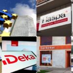 collage di insegne di banche europee