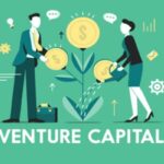 Un disegno che rappresenta una coppia che innaffia una pianta che come fiori genera soldi, metafora del venture capital