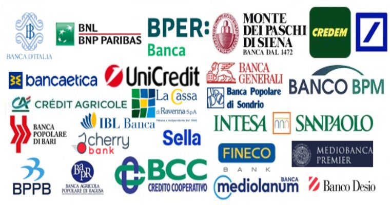 I loghi delle principali banche italiane